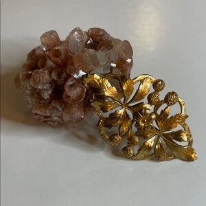 Antique Victorian/Art Nouveau Botanical Leaves Berry Cluster C Clasp Brooch